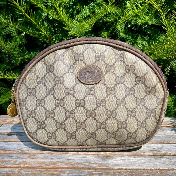 Gucci GG Monogram PVC Leather Canvas Cosmetic Clutch | Vintage - Picture 1 of 13